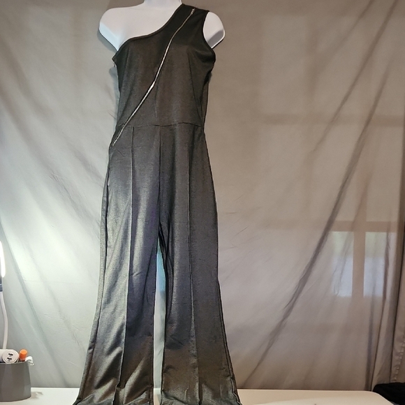 No Brand Pants - Sophisticated Denim Jumpsuit with Palazzo Pants